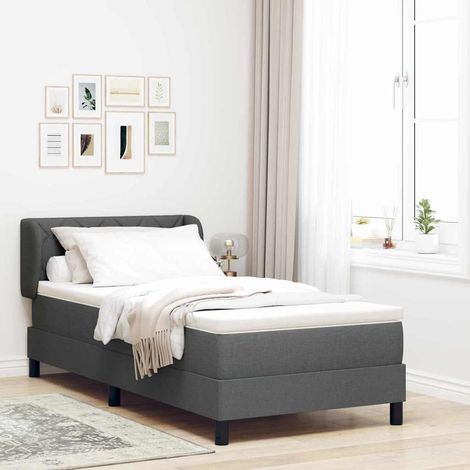 vidaXL Boxspringbett mit Kopfteil Dunkelgrau 90 x 200 cm Stoff (1/5)