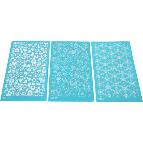 Lot de 3 pochoirs de sérigraphie réutilisables pour argile polymère, DIY sur papier, T-shirts, toile et verres, modèles 211, 212, 215 (1/5)