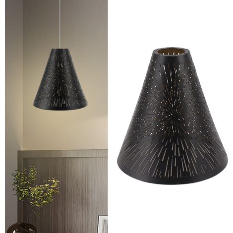 Abat-jour conique en fer forgé E27/E26 pour lampe de table, abat-jour en métal gravé au laser, abat-jour à projection de feux d'artifice, décoration de chevet pour chambre à coucher (1/5)