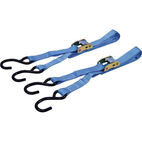 Set mit 2 Spanngurten, Tragkraft 250 kg, Zamak-Schnalle – S-Haken – 2,5 m x 25 mm (1/5)