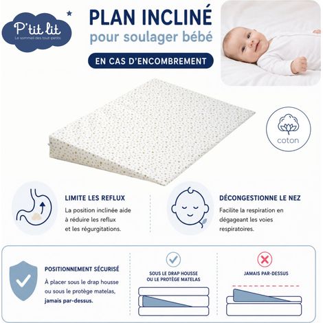 Pack Matelas Bébé 60x120 + Plan Incliné Étoiles Dorées + Protège-Matelas - Déhoussable et Sain (1/5)