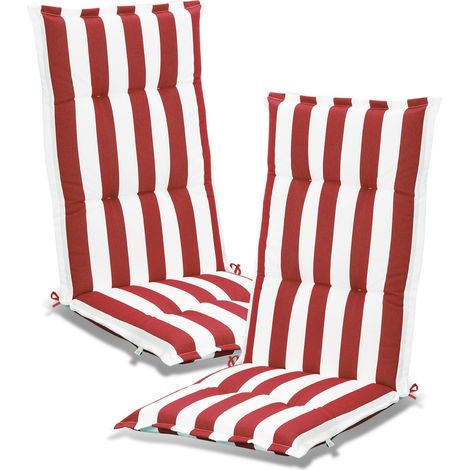 Aoodor High Back Patio Chair Cushions with Headrest, Set of 2 Flanged Outdoor Seat Cushions for Rocking Chairs, Adirondack & Dining Chairs, 120x52x6 cm-red