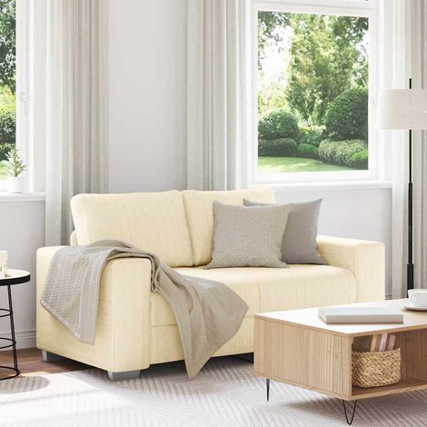 vidaXL Canapé deux places crème 160x77x82 cm en tissu velours côtelé (1/5)
