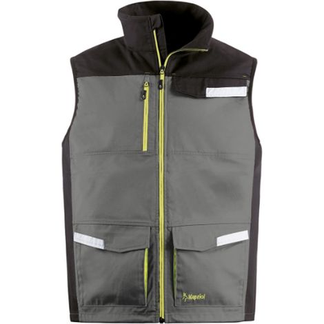 GILET DA LAVORO MULTITASCHE KAVIR GRIGIO/NERO TG. M/L/XL/XXL CON ZIP KAPRIOL, "L" (1/5)