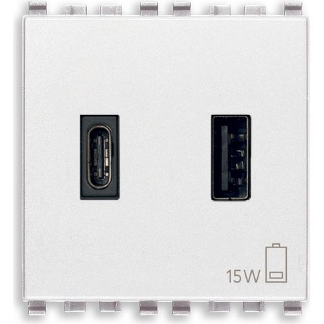 VIMAR - 20295.AC.B Fuente de alimentación USB A+C 15W 3A 5V 2M blanca