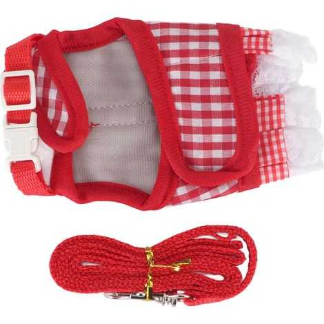 Harnais/laisse pour petit lapin, ourlet en dentelle, mignon et respirant, fermeture velcro, taille M. Convient également aux hérissons et furets. (1/5)