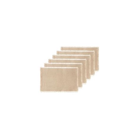 Lot de 6 sets de table en coton beige avec franges – Dimensions 45 x 30 cm – Tissage moderne pour décoration élégante (1/3)