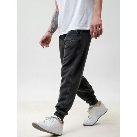 Pantaloni della tuta da uomo color grafite con scritta in gomma GOOD LUCK XXL (1/5)