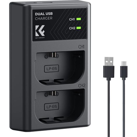 Chargeur Rapide à Double Fente  Compatible Micro USB et Double Interface Type-C pour EOS R5, EOS R6, EOS R, EOS 5D Mark IV Câble USB Batterie Chargeur (1/5)