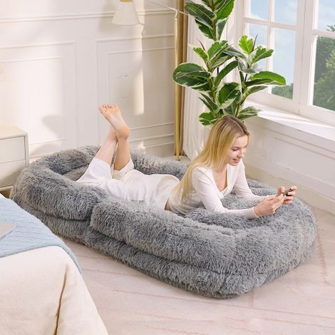 Lit / Canapé-méridienne pour humains et chiens – Fauteuil de sol gaming réglable sur 5 positions – Idéal pour le salon, le gaming, la méditation et la détente – Tissu peluche (1/5)