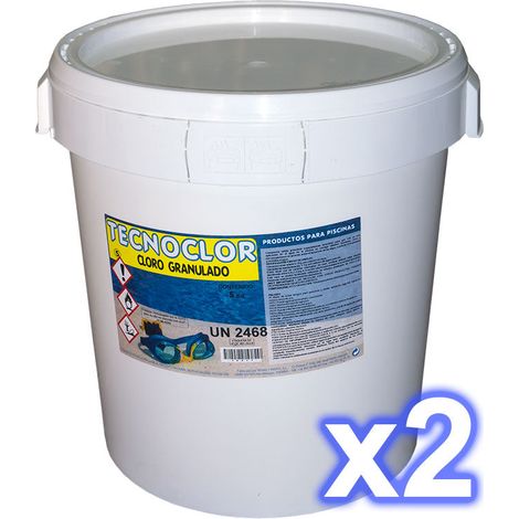 Pack 2 cubos cloro multifunción 5 acciones en tabletas, 25 kg. Tecnoclor