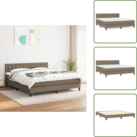 Colchón de espuma - vidaXL Cama box spring con colchón tela gris taupe 160x200 cm - Cama gris taupe