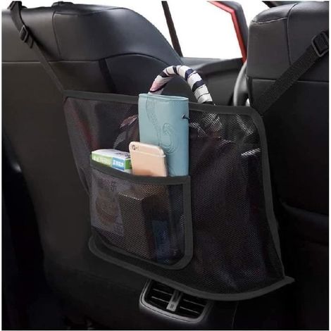 Auto-Organizer – Netztasche fürs Auto – 2 Stück – Polyesterfaser – Schwarz – Handtaschenhalter (1/4)
