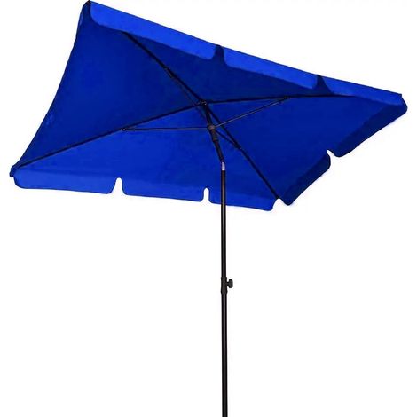 Ombrellone Rettangolare Da Giardino Parasole Per Balcone Con Inclinazione Regolabile Anti UV Impermeabile Ombreggiante Per Mare Spiaggia Piscina Terrazzo Facile Trasporto 198 x 125 Cm (Blu) - Colore: