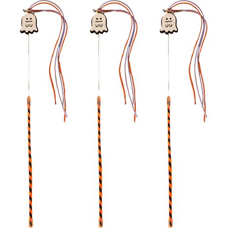 Lot de 3 bâtons à taquiner pour chat, jouet interactif sonore, PVC, modèles Halloween, exercice animal (1/5)