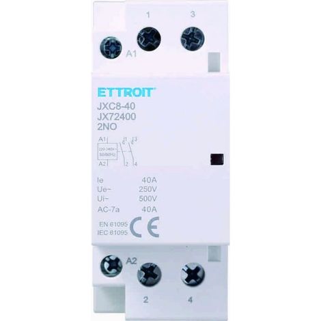 Contattore AC 2P 40A 2NO 250V Occupa 2 Moduli DIN