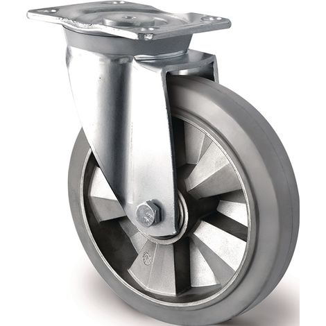 TECWERK Schwerlastlenkrolle Rad-Ø 200 mm Tragfähigkeit 500 kgLenkrolle Elastikgummi 135 mm 110 mm
