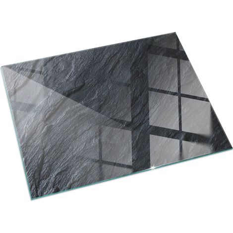 Plaque de cheminée en verre trempé protection du sol contre les étincelles Texture surface pierre 120x80 cm (1/5)