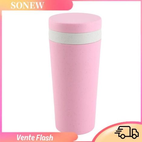 Tasse En Paille De Blé - Double Couche - Pour Maison Camping Pique-Nique Voyage Bureau - Rose - 1 Pièce (1/5)