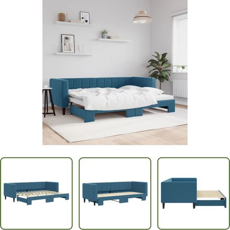 Schlafsofa -  Tagesbett Ausziehbar Blau 80x200 cm Samt (1/5)