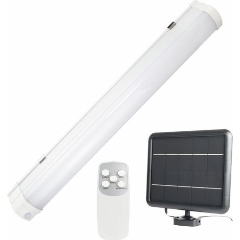 Réglette solaire LED long. 60cm, 5W, 850 lm, IP65, 4000K, batterie remplaçable, crépusculaire, garantie 3 ans - Tibelec (1/5)