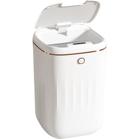 Poubelle automatique 20L sans contact, à capteur, facile à nettoyer, en polypropylène étanche, pour cuisine et salle de bain, blanche et dorée, sans piles. (1/5)