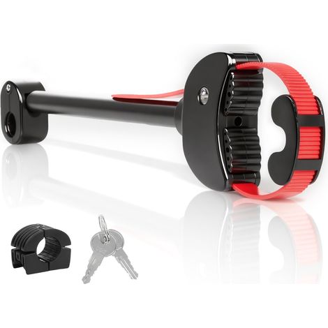 Support de cadre Ø 25 + 30 mm pour vélo/vélo électrique, porte-vélos avec sangle à cliquet pour 2e ou 3ème vélo, fixation de sangle à cliquet réglable, amovible (noir/rouge) (1/5)