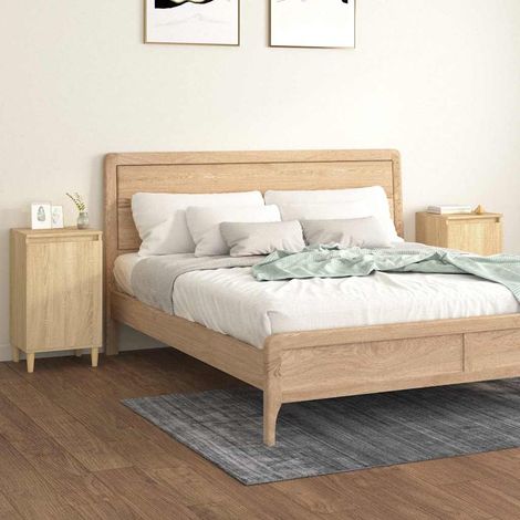 vidaXL Mesitas de noche 2 uds madera contrachapada roble 40x35x70 cm (1/5)