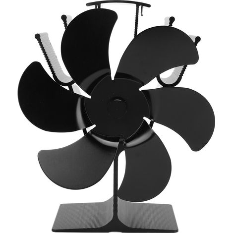 Thermischer Konvektionsventilator für Kamine – Autostart – Hochtemperaturbeständig – 6 schwarze Flügel