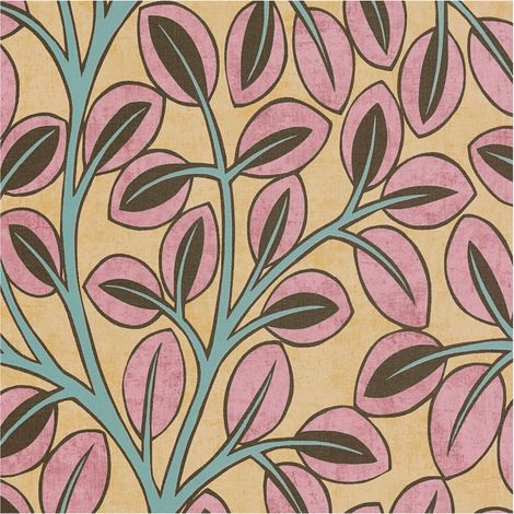 Country style wallpaper wall Profhome 791504 hot embossed non-woven wallpaper slightly textured with floral ornaments matt yellow brown pink blue 5,33 m2 (1/5)