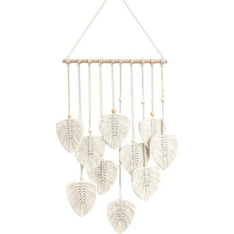Tenture Murale En Macramé Boheme Tapisserie Murale En Macramé Faite à La Main Décoration Murale Dans l'appartement Chambre Décoration Murale, Beige (1/5)