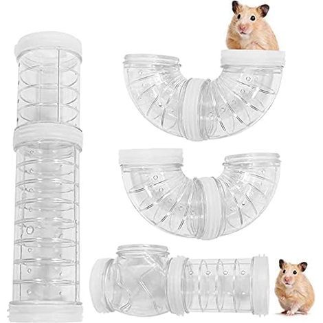 8 pcs Jouet de tunnel de tube de hamster de 5.5 cm de diamètre, jouet de tunnel de connexion de hamster-Transparent- (1/5)