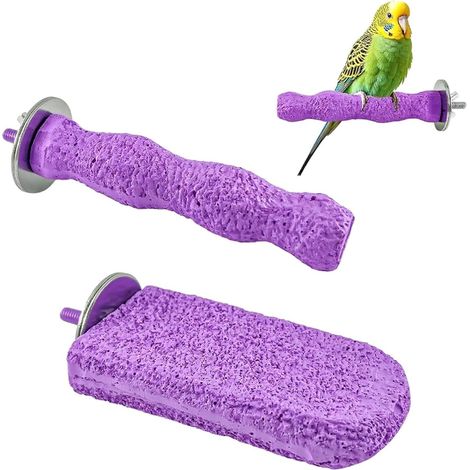 Perchoir en résine pour l'entretien du bec des petits perroquets - Jouet antidérapant pour tailler les griffes et mâcher, lavable et imperméable, lot de 2 violets (1/5)