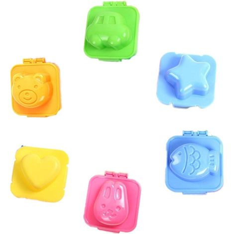 6pcs Plastique Moule à Oeuf, moules de cuisson pour œufs Bouillir Oeuf Sushi Riz Moule Bento Maker Sandwich Cutter.(5x4.5x5CM)-Fei Yu (1/4)