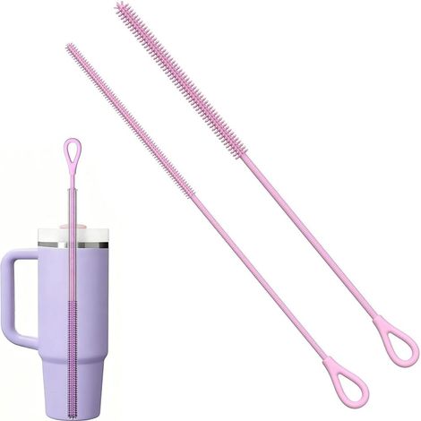 2 Trinkhalm Bürsten aus Silikon, tägliche Reinigung von Trinkflaschen, für Glas- und Edelsthalmhalme, flexibel (1/5)