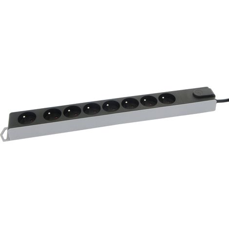 Regleta de 8 bloques de 3 m + Interruptor Negro