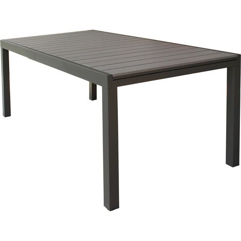 Tavolo estensibile da esterno 180/240 cm con struttura in alluminio e piano in polywood effetto legno in doghe - DarkGrey (1/4)