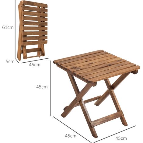 Ensemble de table de terrasse, 2 tables pliantes en bois d'acacia, 45 x 45 x 45 cm, teck (1/5)
