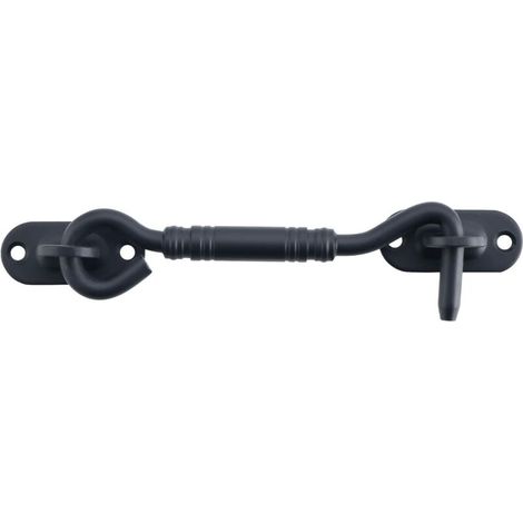 Crochet Fermeture Fenêtre, 14 CM, Crochet de Porte, Support de Fenêtre Silencieux, Verrou de Porte Interieure avec Vis de Montage, en Acier Inoxydable, Noir