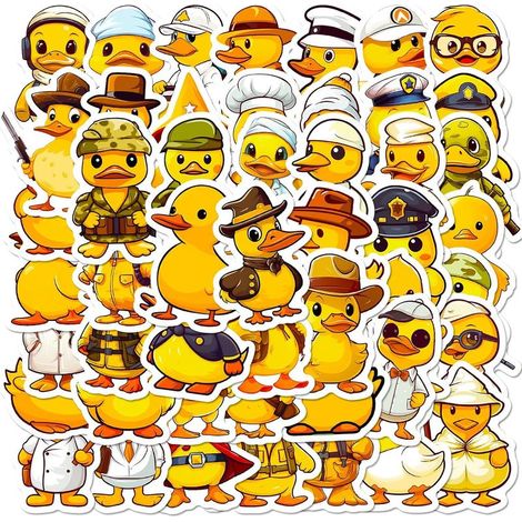 Autocollants canards jaunes mignons, lot de 50, pour enfants, ados et adultes. Autocollants animaux mignons pour ordinateurs portables, gourdes, guitares, skateboards. (1/5)