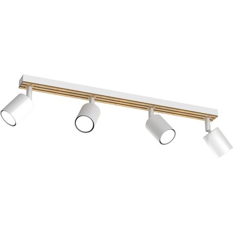 Barre 4 spots orientables GU10 blanc/bois Terra Luminex