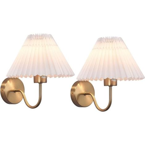 Applique murale abat-jour plissé PVC doré avec ampoule 5W lumière chaude (1/5)