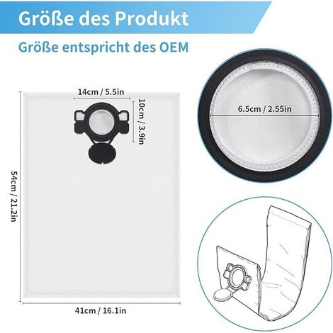 15 Sacs pour Aspirateur Makita VC2512L VC3012L VC2010L VC2012L VC2000L VC3011L VC3511L Sacs filtrants en non-tiss pour P-72899 Type DSM 42