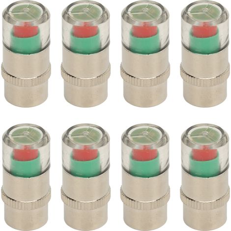 Set mit 8 Reifendruckkappen 35 PSI (2,4 bar) mit TPMS-Druckanzeige und 3-farbigen Kontrollleuchten.