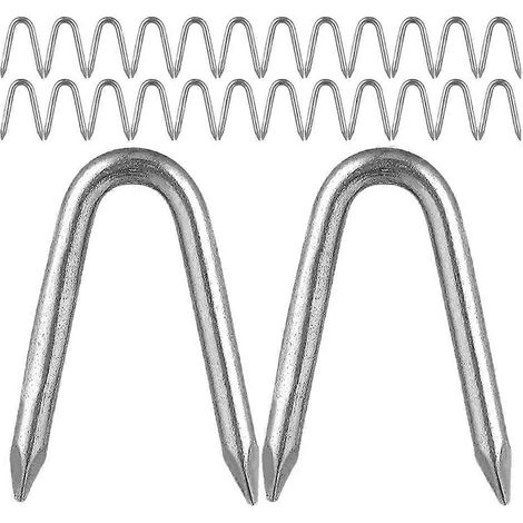 Agrafes en fer robustes en forme de U pour clôture de jardin (140 pièces) (1/5)
