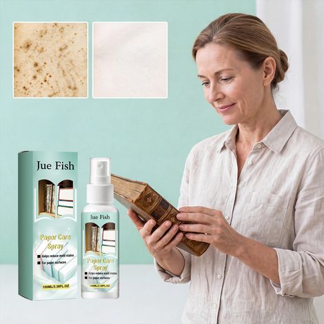 Papierschimmelentferner reinigt und schützt alte Papier- und Buchoberflächen, entfernt Schimmel und gelbe Flecken, restauriert und saniert – 100 ml -- DE (1/5)