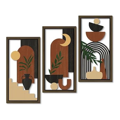 Bohemian Wall Art Wooden Wall Art Abstract Decorations Paintings for Bedroom Office (1/5)