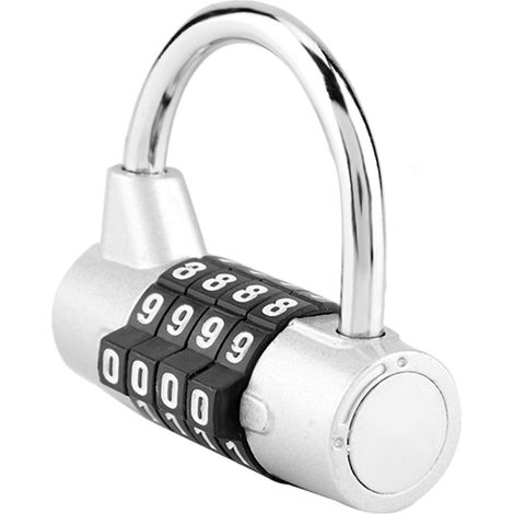Cadenas à combinaison à 4 chiffres pour valise, casier de salle de sport, verrou de sécurité, argenté (1/5)