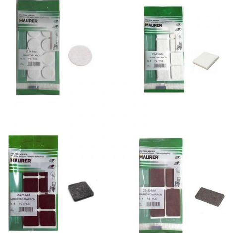 FELTRINI AUTOADESIVI PROTETTIVI PER SEDIE, MOBILI - 24 PEZZI - VARIE MISURE - MAURER - Quadro Bianco 25x25mm (1/2)