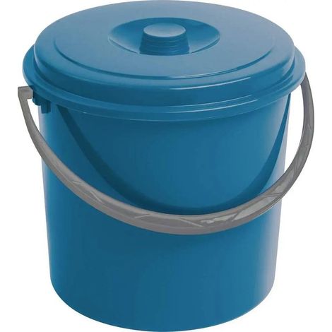 Secchio Curver 10 litri plastica blu con coperchio